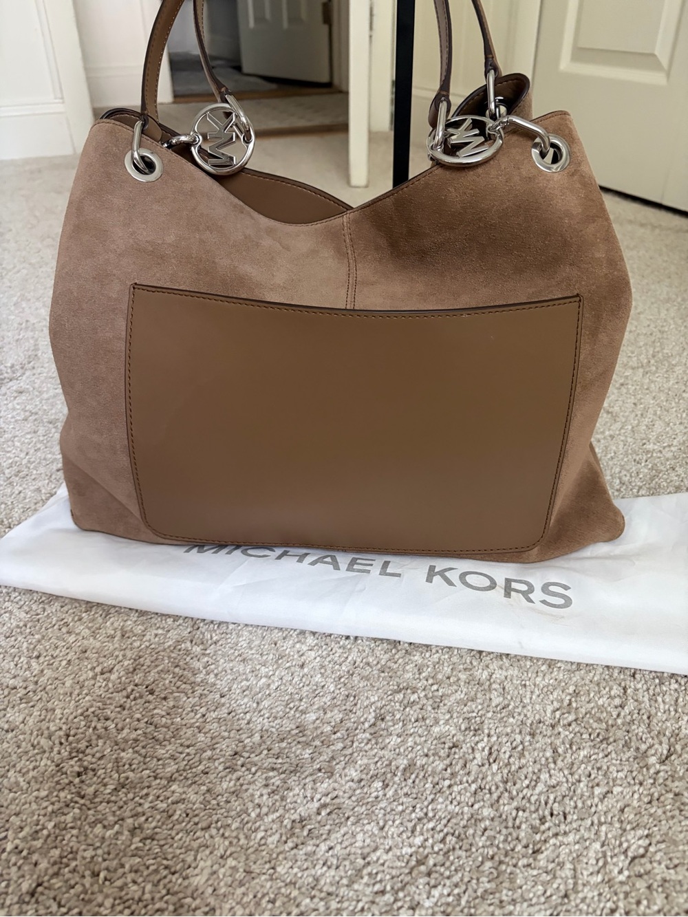 Michael Kors Large Christina Suede Shoulder Hobo Bag - Picture 2 of 12